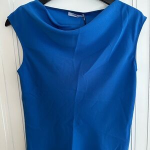 NWT MM Lafleur Cobalt Blue Drape Neck Top